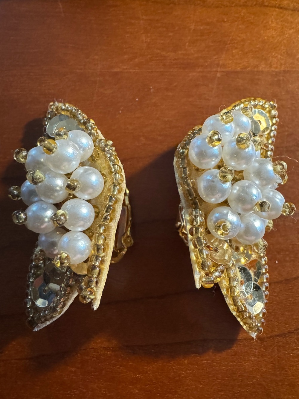 1991 Avon Sequin Sparkle Statement Clip-On Earrings